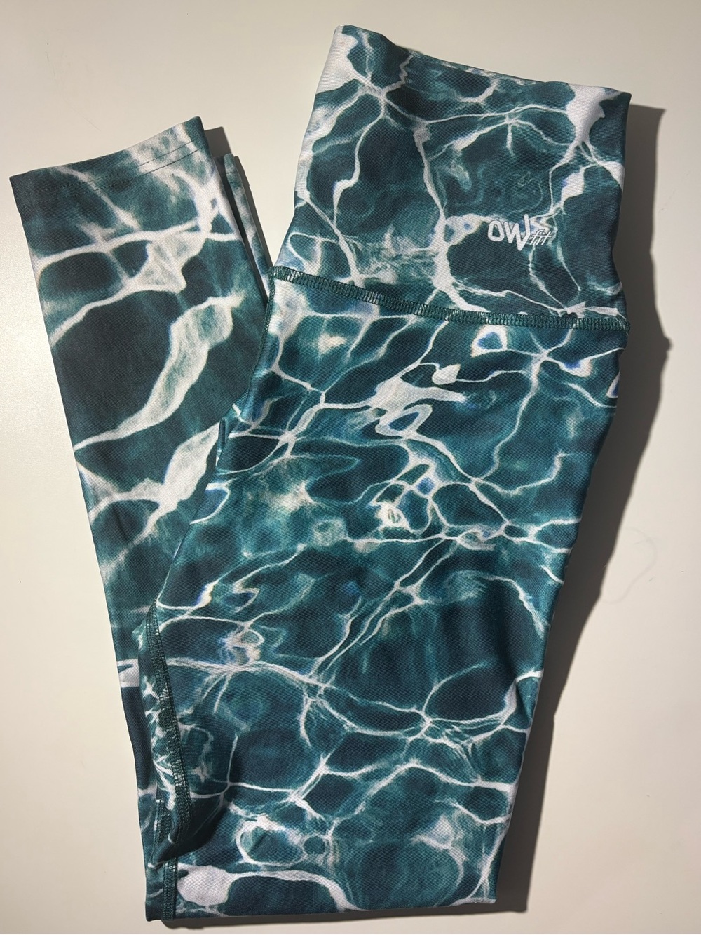 Women's Teal Waterprint High-Waist Leggings